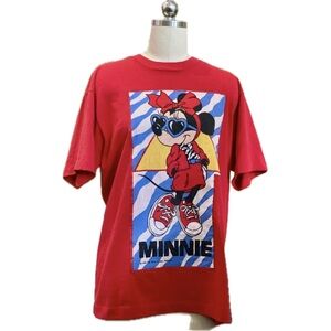 RARE Vintage 1989 Puff Paint Minnie Mouse Red Tee. Size L. Screen Stars Best.